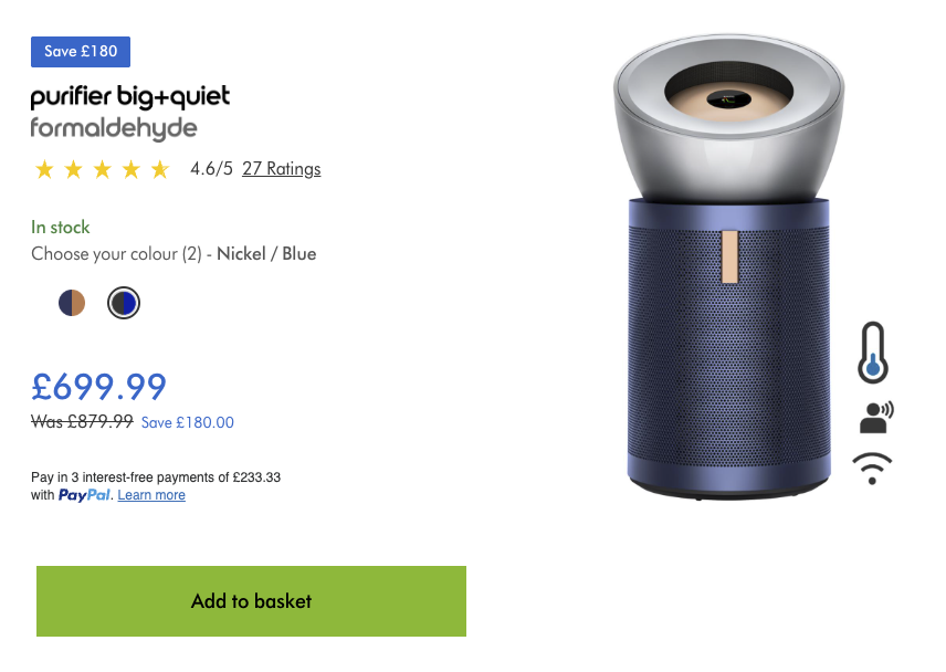 Image of Dyson Purifier Big+Quiet Formaldehyde