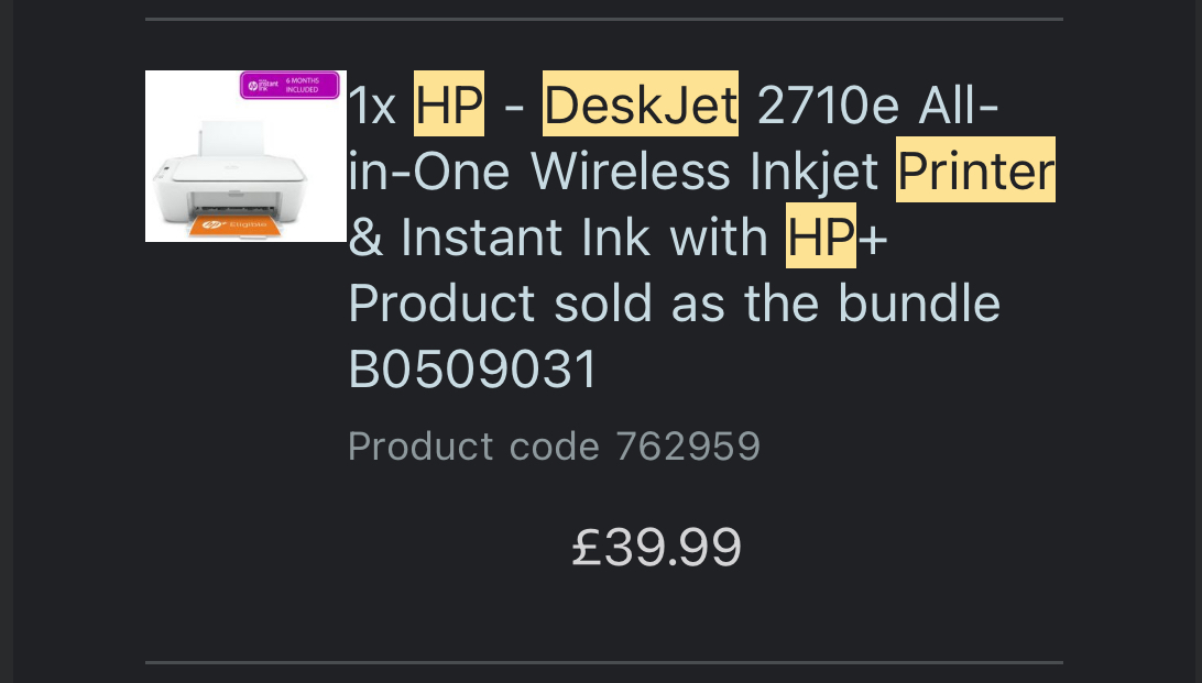 Image of hp Printer Deskjet 2710e