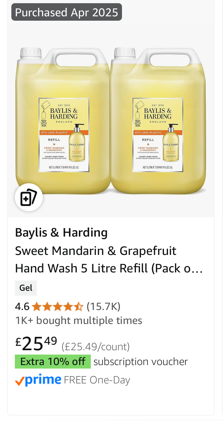 Image of baylis & Harding 5 Litre Refill Unopened
