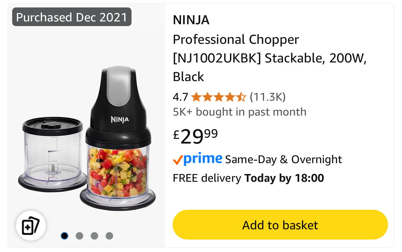 Image of Ninja Professional Stackable Chopper 200W - NJ1002UKBK